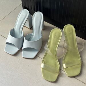 Forever 21 Women's Heeled Sandals - Blue and Green